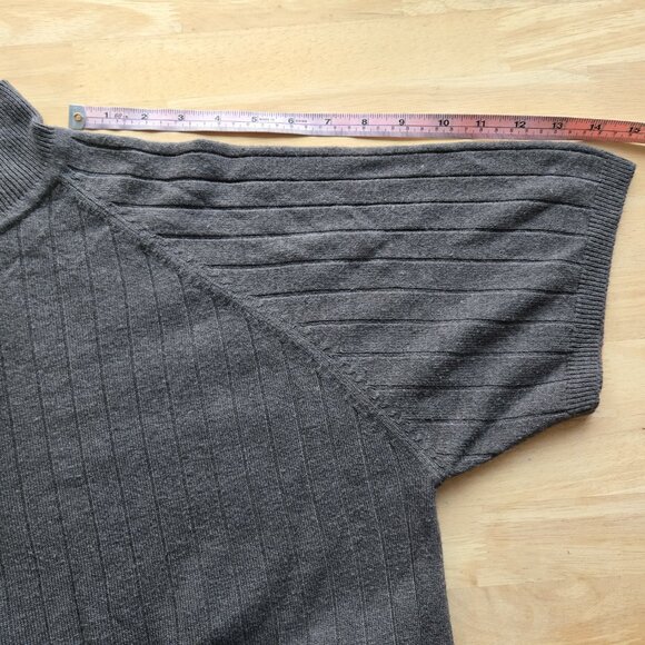 Modern Woman Grey Blouse Gray Mockneck Turtleneck Short Sleeve Office Chic 18/20 - Picture 10 of 12